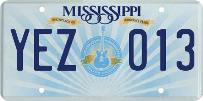 MS license plate YEZ013