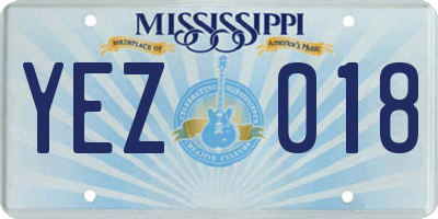 MS license plate YEZ018
