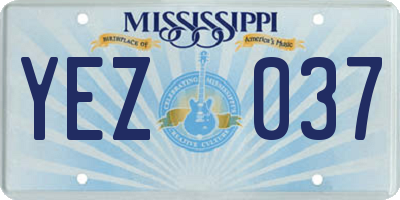 MS license plate YEZ037