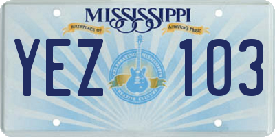 MS license plate YEZ103