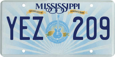 MS license plate YEZ209
