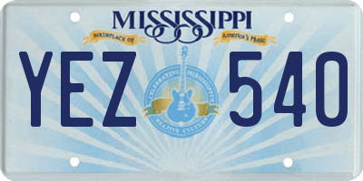 MS license plate YEZ540