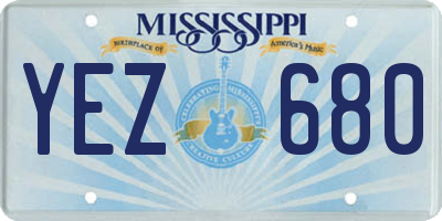MS license plate YEZ680