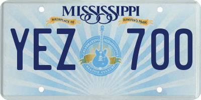 MS license plate YEZ700