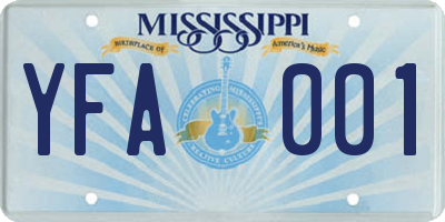 MS license plate YFA001