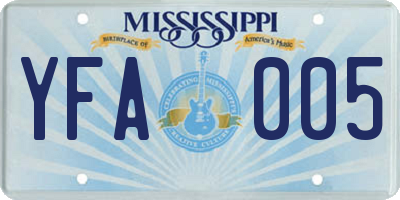 MS license plate YFA005
