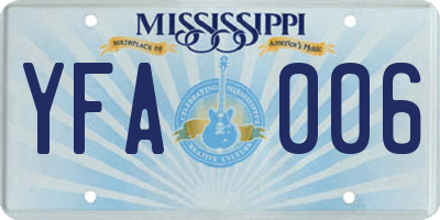 MS license plate YFA006