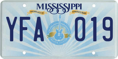 MS license plate YFA019