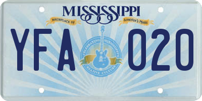 MS license plate YFA020