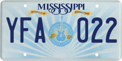 MS license plate YFA022