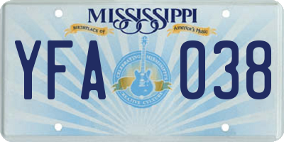 MS license plate YFA038