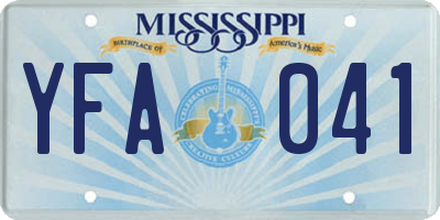 MS license plate YFA041