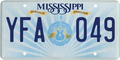 MS license plate YFA049