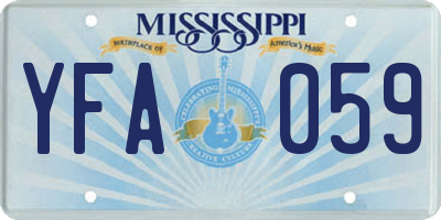 MS license plate YFA059