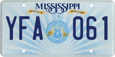 MS license plate YFA061