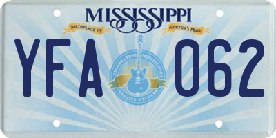 MS license plate YFA062