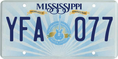 MS license plate YFA077