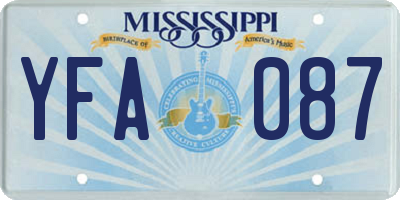 MS license plate YFA087