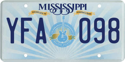 MS license plate YFA098