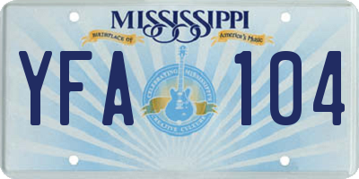 MS license plate YFA104