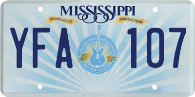 MS license plate YFA107