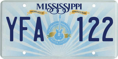 MS license plate YFA122