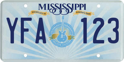 MS license plate YFA123