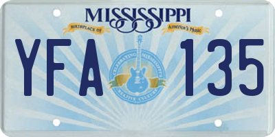 MS license plate YFA135
