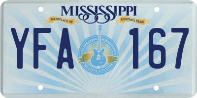 MS license plate YFA167