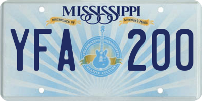 MS license plate YFA200