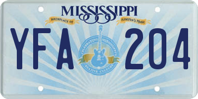MS license plate YFA204