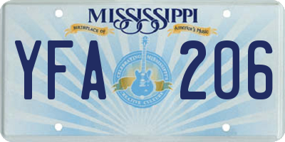 MS license plate YFA206