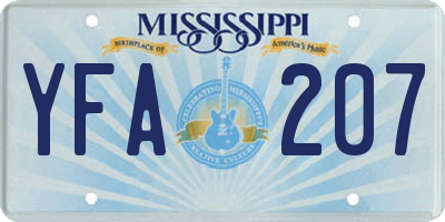 MS license plate YFA207
