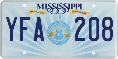 MS license plate YFA208