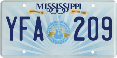 MS license plate YFA209