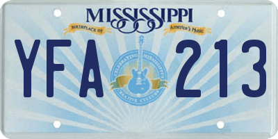 MS license plate YFA213