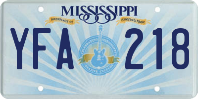 MS license plate YFA218