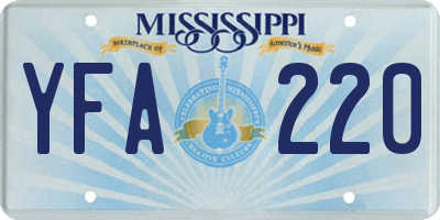 MS license plate YFA220