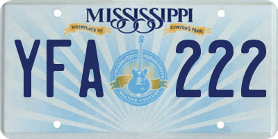 MS license plate YFA222