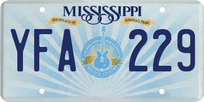 MS license plate YFA229