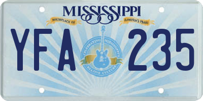 MS license plate YFA235