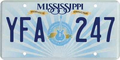 MS license plate YFA247