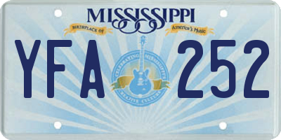 MS license plate YFA252