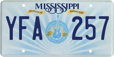 MS license plate YFA257