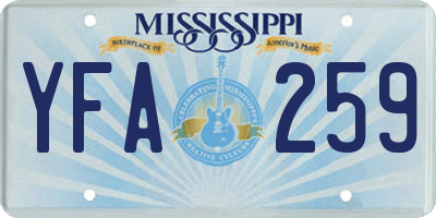 MS license plate YFA259