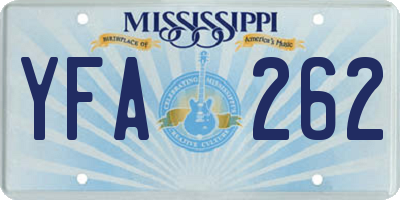 MS license plate YFA262
