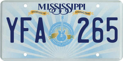 MS license plate YFA265