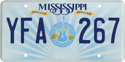 MS license plate YFA267