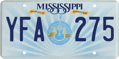 MS license plate YFA275