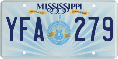 MS license plate YFA279